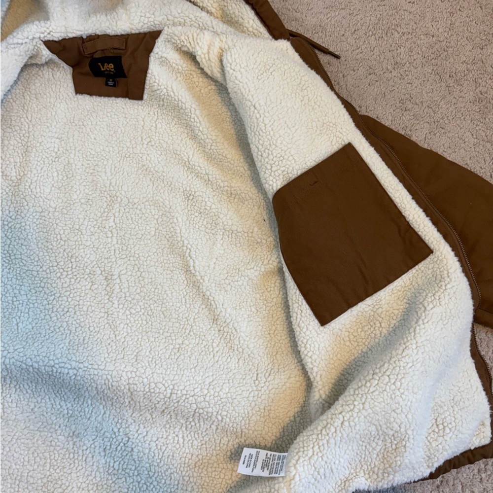 Lee Men’s Brown Sherpa Jacket Size Medium - Picture 5 of 12